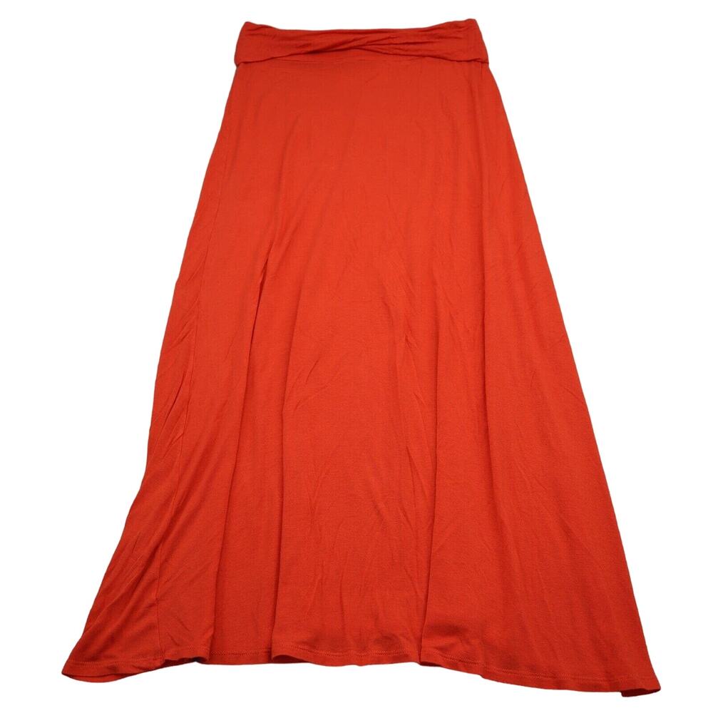 Dorothy Skirt Womens L Red Plain Mid Rise Flat Front Banded Waist Maxi Bottoms